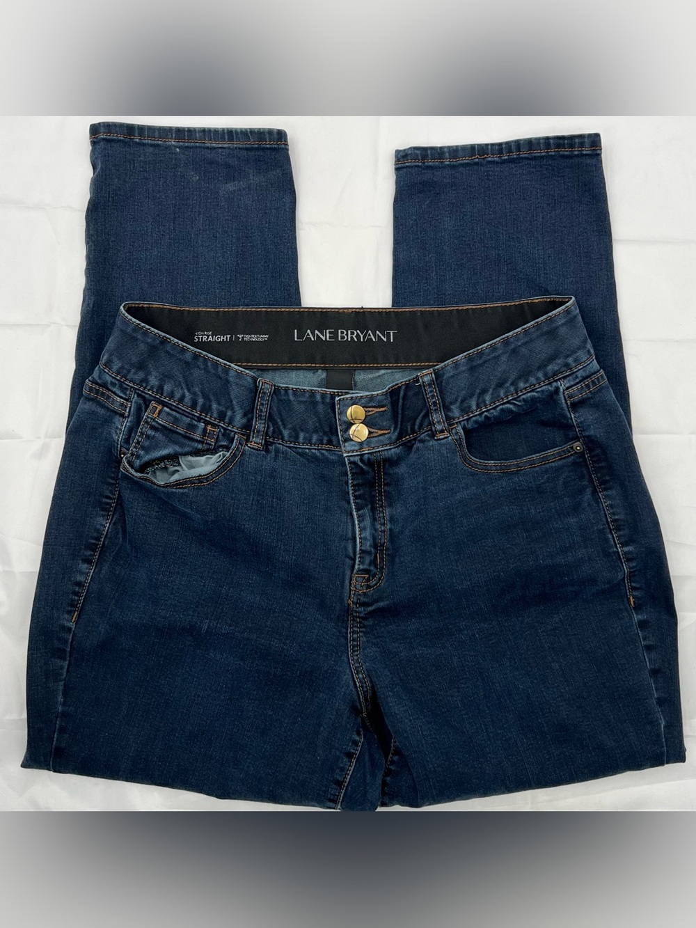 J040 Lane Bryant Dark Blue High Rise Straight Jeans